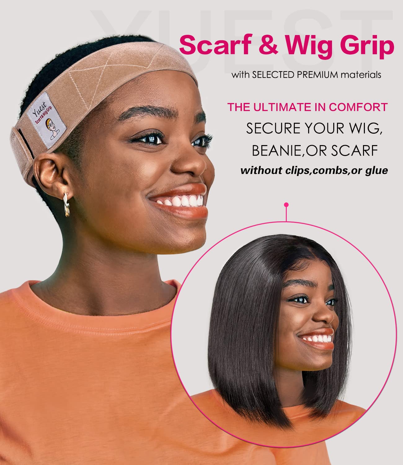 Yuest 2 Pack Wig Grip Band for Keeping Wigs in Place Secured Velvet Wig Gripper Adjustable Wig Grips Headband Stay Put No Slip Accessories for Women Edge Saver