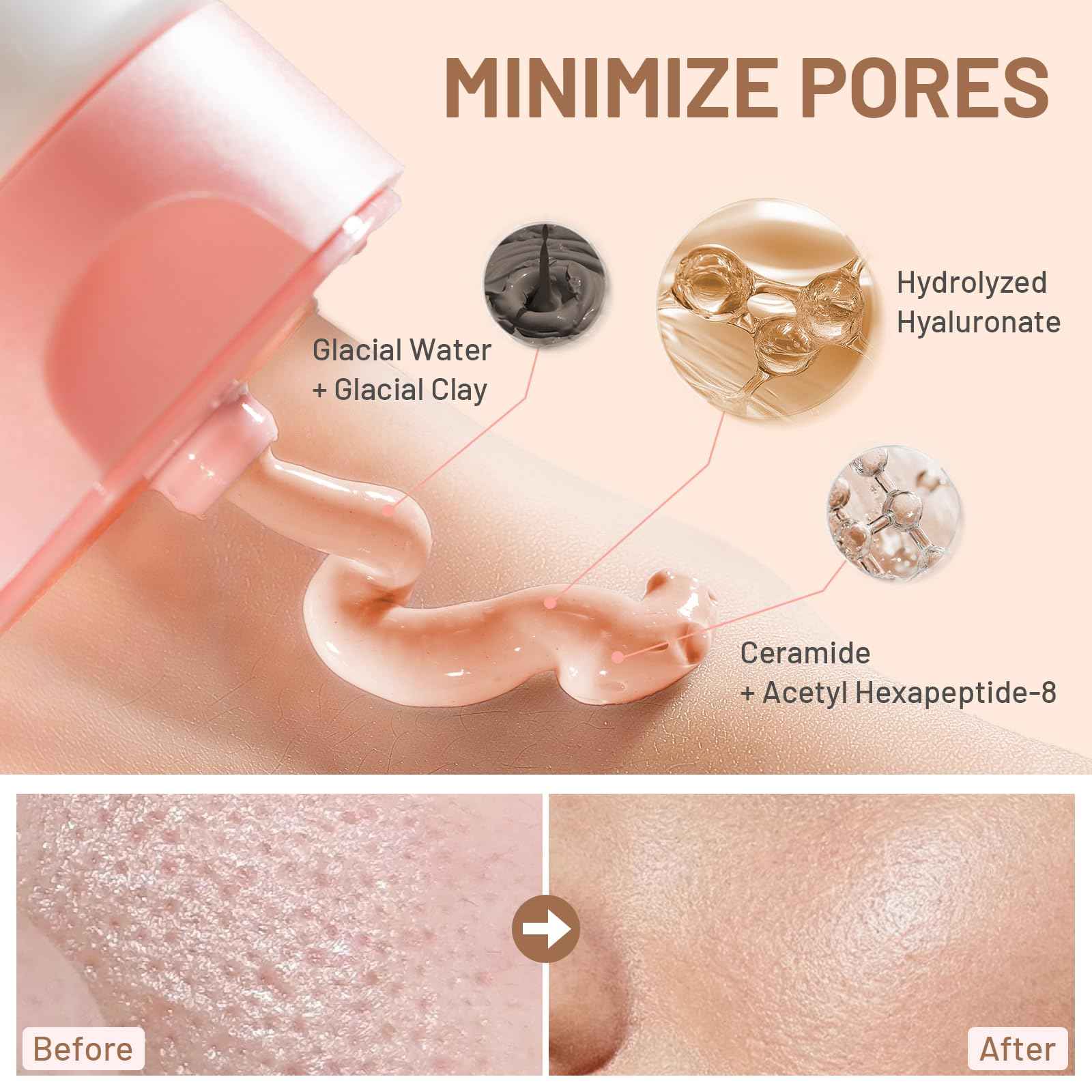 ICIKOL Large Clay Mask for Face, 15 Minutes Visible Pore Minimizing, Sebum Controling and Age-Defying Mud Masks, Brush Included, Red, 5.3 oz