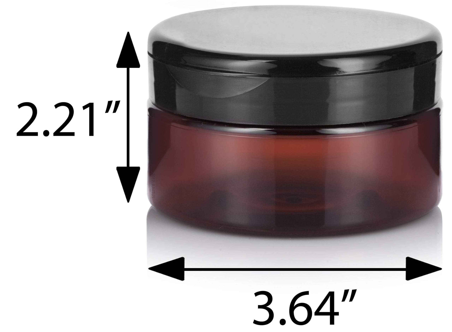 (6 Pack) 8 oz Amber Plastic Low Profile Jar with Wide Mouth Black Flip Top