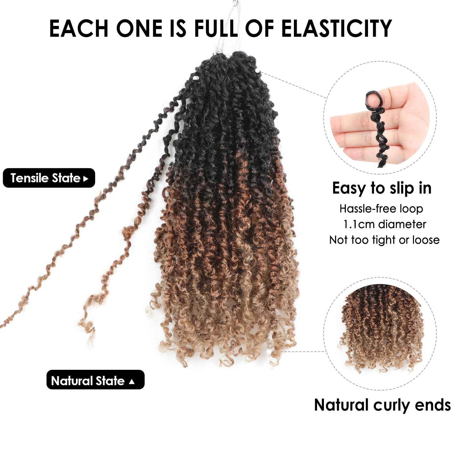 Yanky Twist Crochet Hair (10+12+14inch)*3,Total 9 packs,3 Tones Auburn Blonde,Pre-Looped Curly Mini Passion Twist,Pre-Twisted Micro Spring Twist,Yankee Twist Senegalese Twist Crochet Hair(OT1B/30/27#)
