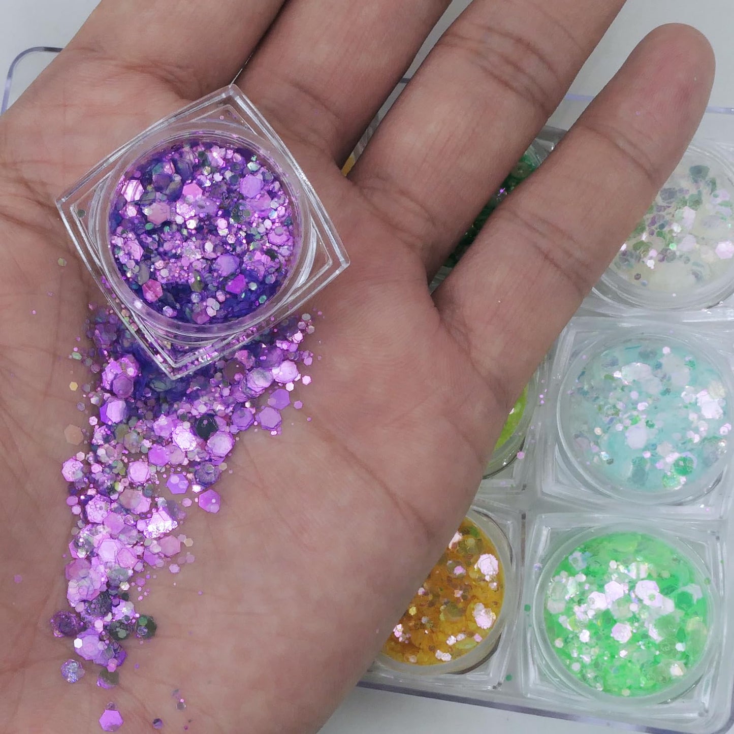 LuckForever 12 Colors Chunky Body Glitters Spring/Summer Collection Star River Glitter Glitter Mix Nail Glitter Flakes Illusion Candy Sequins Powder for Acrylic Nails Crafts Paints Resin Cosmetics