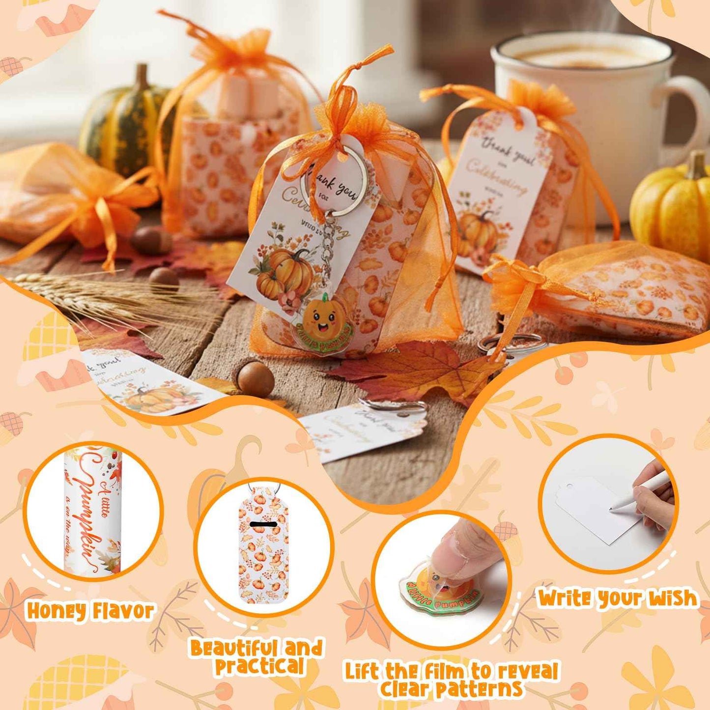 Swiffen 30 Sets Fall Pumpkin Baby Shower Favors Lip Balms Bulk Little Pumpkin Is on the Way Games Prizes Party Gifts for Guests Gender Reveal Favors Baby Shower Birthday Party Supplies(Orange)