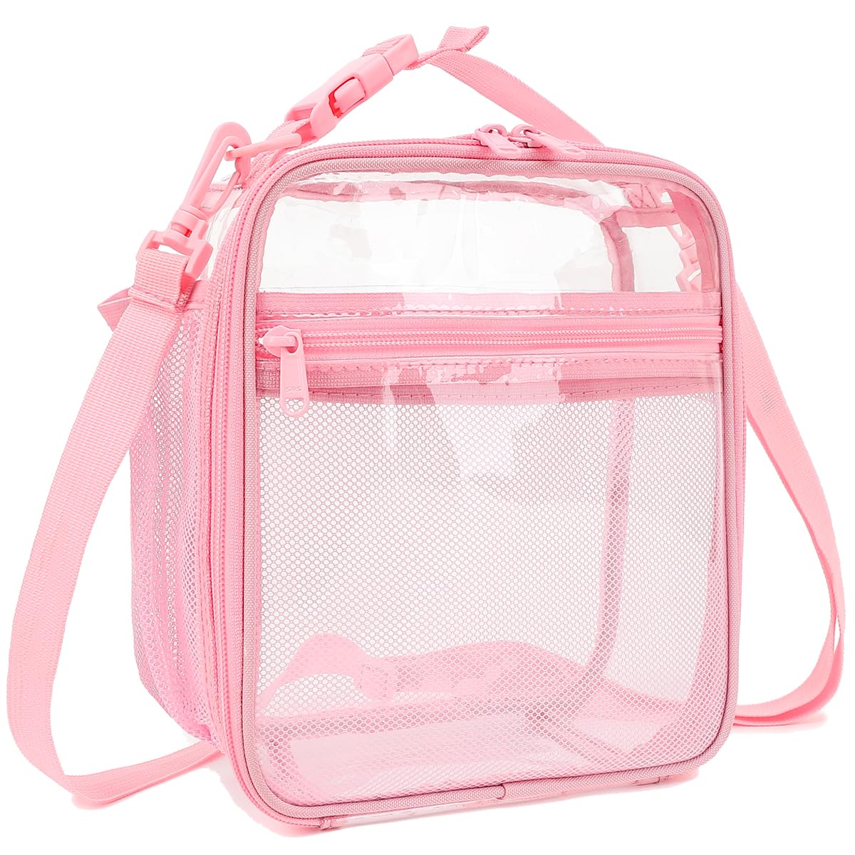 FlowFly Kids Lunch box Insulated Soft Bag Mini Cooler Back to School Thermal Meal Tote Kit for Girls, Boys, PinkClear