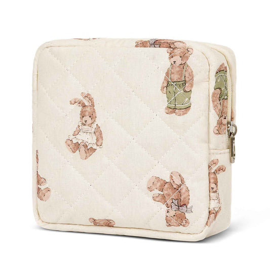 SXS LACONIC Small Makeup Bag for Purse,Quilted Cosmetic Pouch, Mini Make up Bags with Compartments Inside, Cute Cosmetic Organizer for Women, Travel Toiletry Bag