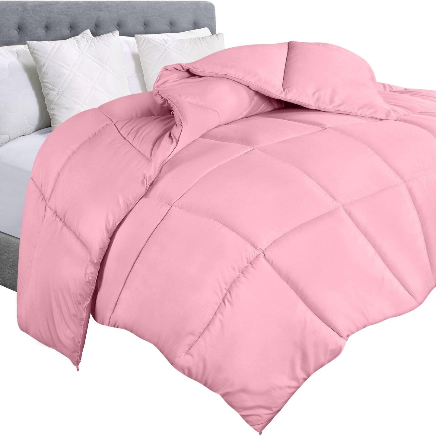 Utopia Bedding Comforter Duvet Insert, Quilted Comforter with Corner Tabs, Box Stitched Down Alternative Comforter King (Pink)