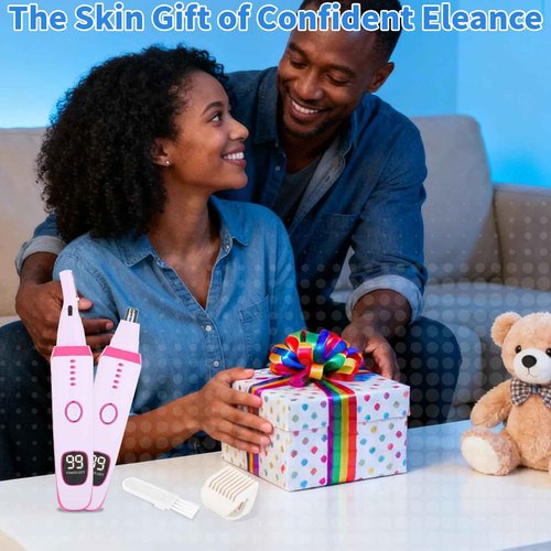 Beanify 2 in 1 Nose and Ear Hair Trimmer with LED Display, Rechargeable Electric Nasal Hair Clipper for Men & Women, Eyebrow & Facial Hair Removal with Dual-Edge Blades, Easy to Clean