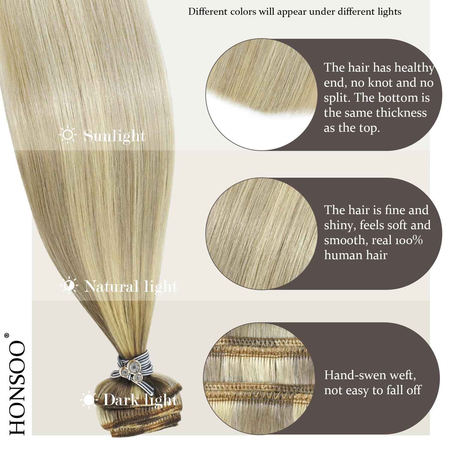 Honsoo Blonde Hair Extensions Clip In Balayage Hair Extensions Real Human Hair Mixed Bleach Blonde 15inch 70g 7pcs Straight Silky Blonde For Women Natural Hair
