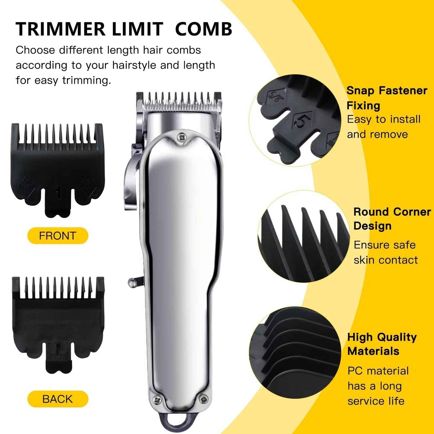 WELURE 10Pcs Clipper Guards Set Replacement for Limural K11S/ Novah HCL-001/ Surker K7S/K9C/K9S - 1/16" to 1" - Black