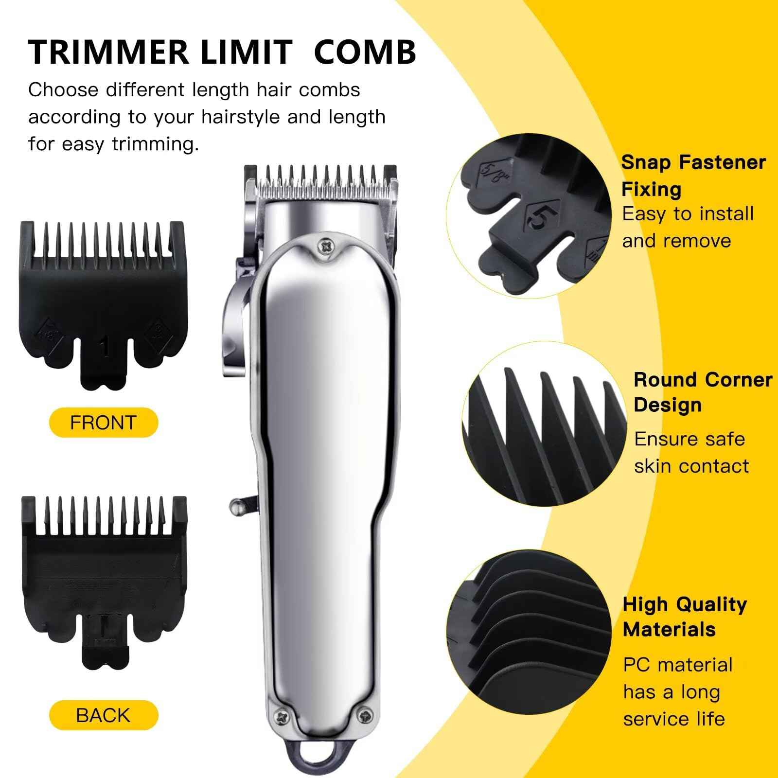 WELURE 10Pcs Clipper Guards Set Replacement for Limural K11S/ Novah HCL-001/ Surker K7S/K9C/K9S - 1/16" to 1" - Black