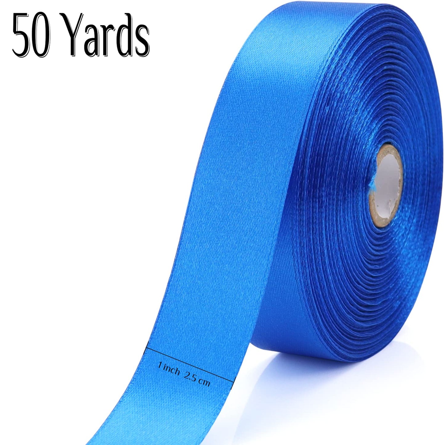 Nsilu 1 inch, Blue Ribbon for Gift Wrapping 50 Yards Perfect Wedding Party Wreath Sewing DIY Hair Accessories Decoration Floral Hair Balloons Other Projects