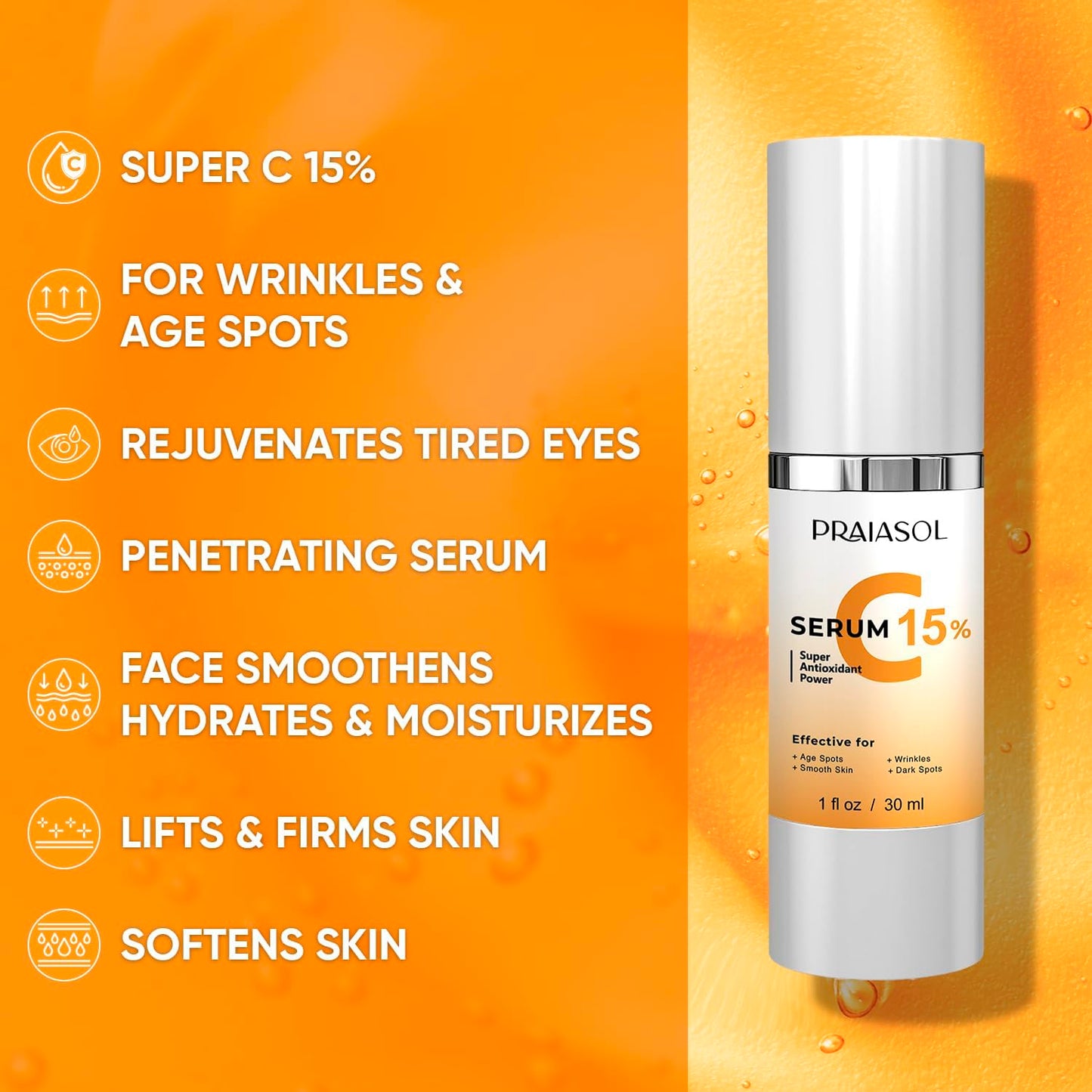 Super Vitamin C Serum for Women Over 70: Advanced Anti-Aging Formula with Vitamin C, Niacinamide, Hyaluronic Acid, Vitamin E, and Caffeine - Hydrating, Lifting, Wrinkle & Dark Spot Reduction