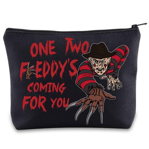 BWWKTOP Night Stalker Cosmetic Makeup Bag Horror Killer Inspired Gifts One Two Coming For You Zipper Bag Halloween Party Merch (One Two Freddy)