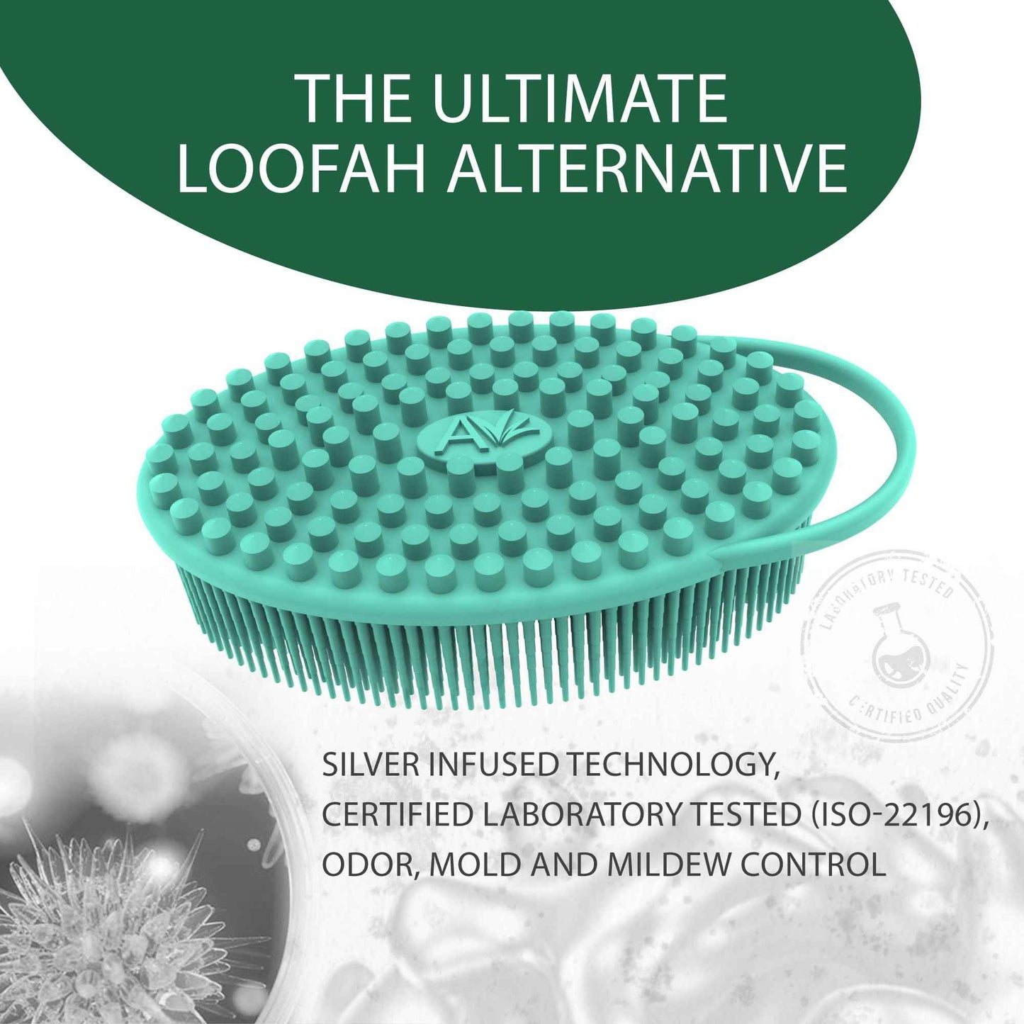 Avilana Silver-Infused Green and Dark Gray Silicone Body Scrubber Bundle - Earthy and Sleek Dual-Tone Set