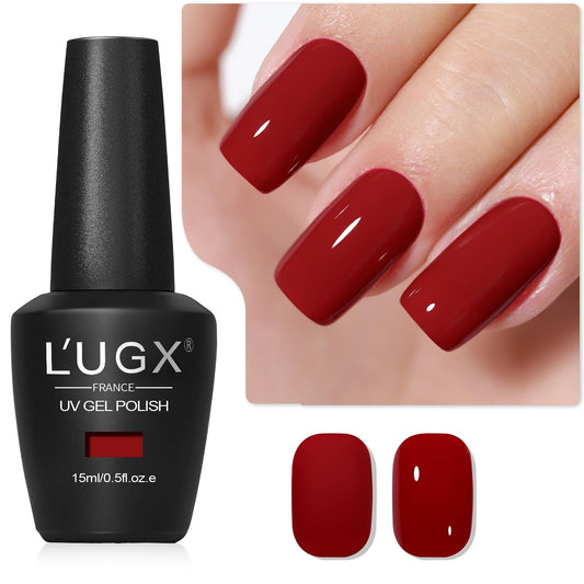 L'UGX Red Gel Nail Polish 15ML Christmas Cherry Dark Red Gel Polish Deep Soak Off UV Gel Colors for Nails Art DIY Manicure & Pedicure at Home Salon Holiday Gifts for Women LGS-703