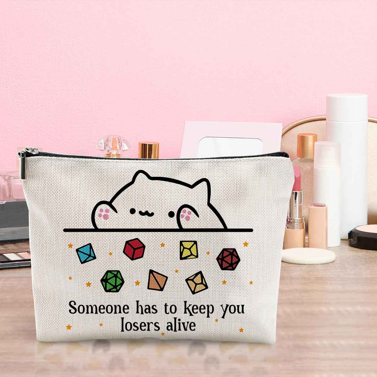 DnD Collection Class Character Makeup Bag Cat Throwing Dice DnD Dungeon Master Cosmetic Bag Dungeon Master Gifts Gamer Dice Bag Dragons Gamer Gift Dungeons And Dragons Gifts for Women