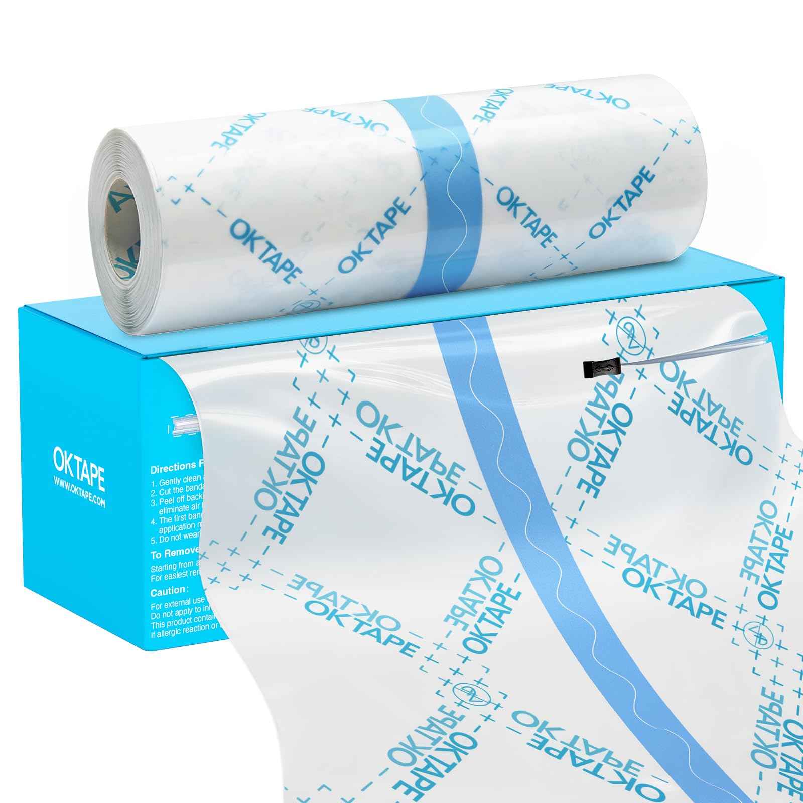 OK TAPE Tattoo Aftercare Bandage with Sliding Cutter(6 in x 6 yd),Second Skin Tattoo Cover Up Patch for Faster Healing and Skin Recovery,Waterproof Transparent Latex-Free Film,Tattoos Supplies