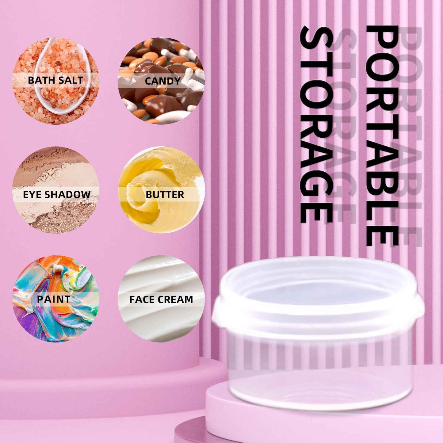 Zfyoung 30 pcs plastic cosmetic jar 5/10/20ml clear case with snap lids portable,Travel Storage Cosmetic Samples Beauty Products Mini Containers with Lids, Airtight Cosmetic Containers with Lids.