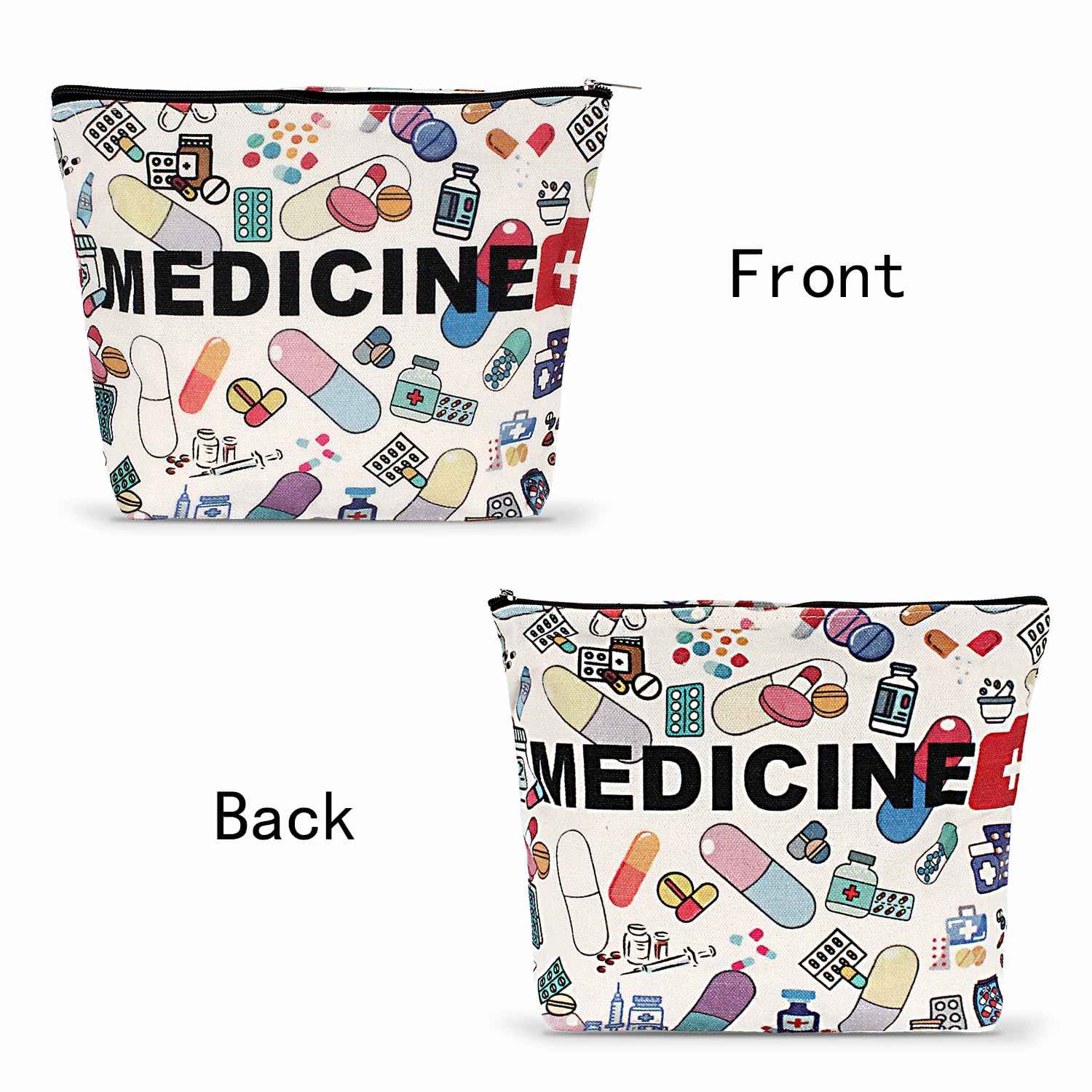 ZUCOLUS Funny Letter Print Travel Medicine Bags Makeup Bag Gift For Women,Pill Storage Bag Toiletry Pouch,Med Bag For Girl