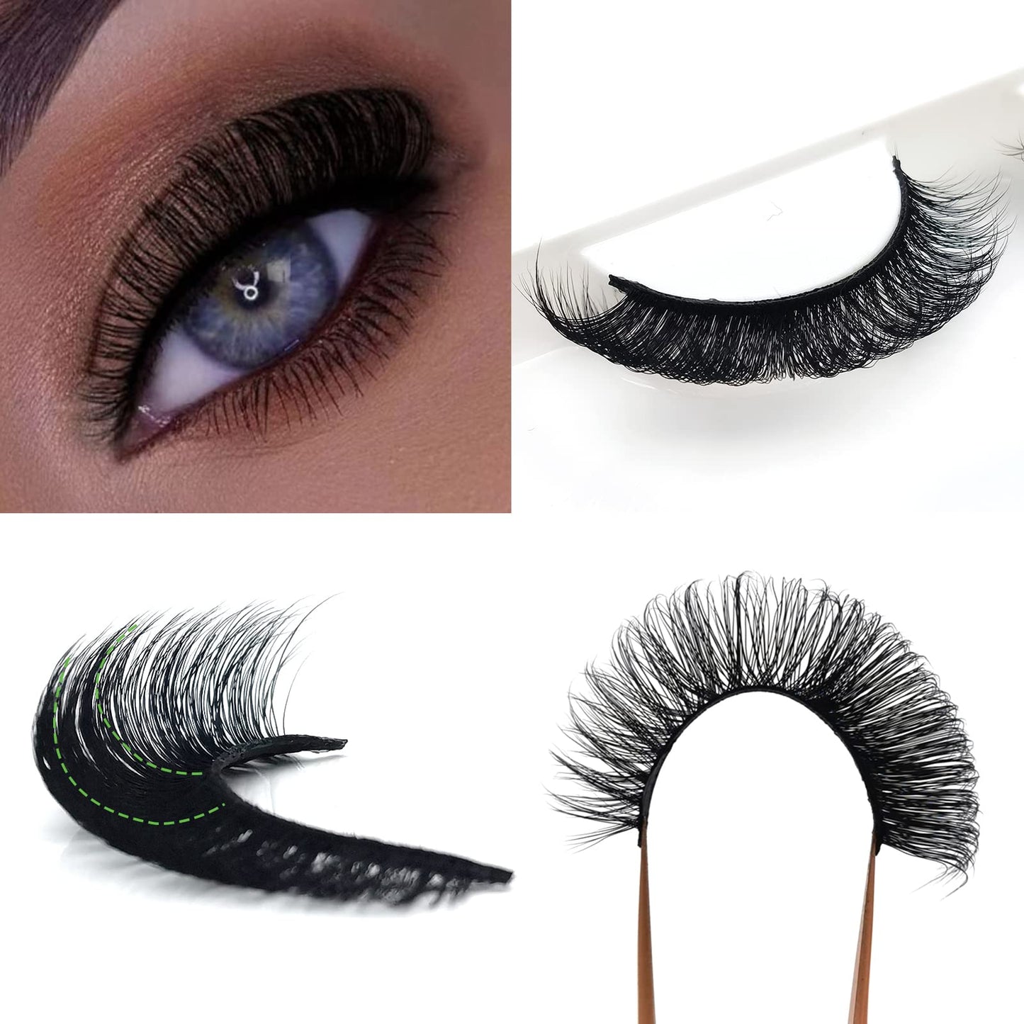 3d Plant Fibre Russian Strip Lashes, D Curl Lash Strips, Natural False Lashes Mink, Wispy Fake Lashes, D Curl Strip Lashes, Natural Wispies Mink Eyelashes, Faux Mink Eyelashes Natural Look(DC10)