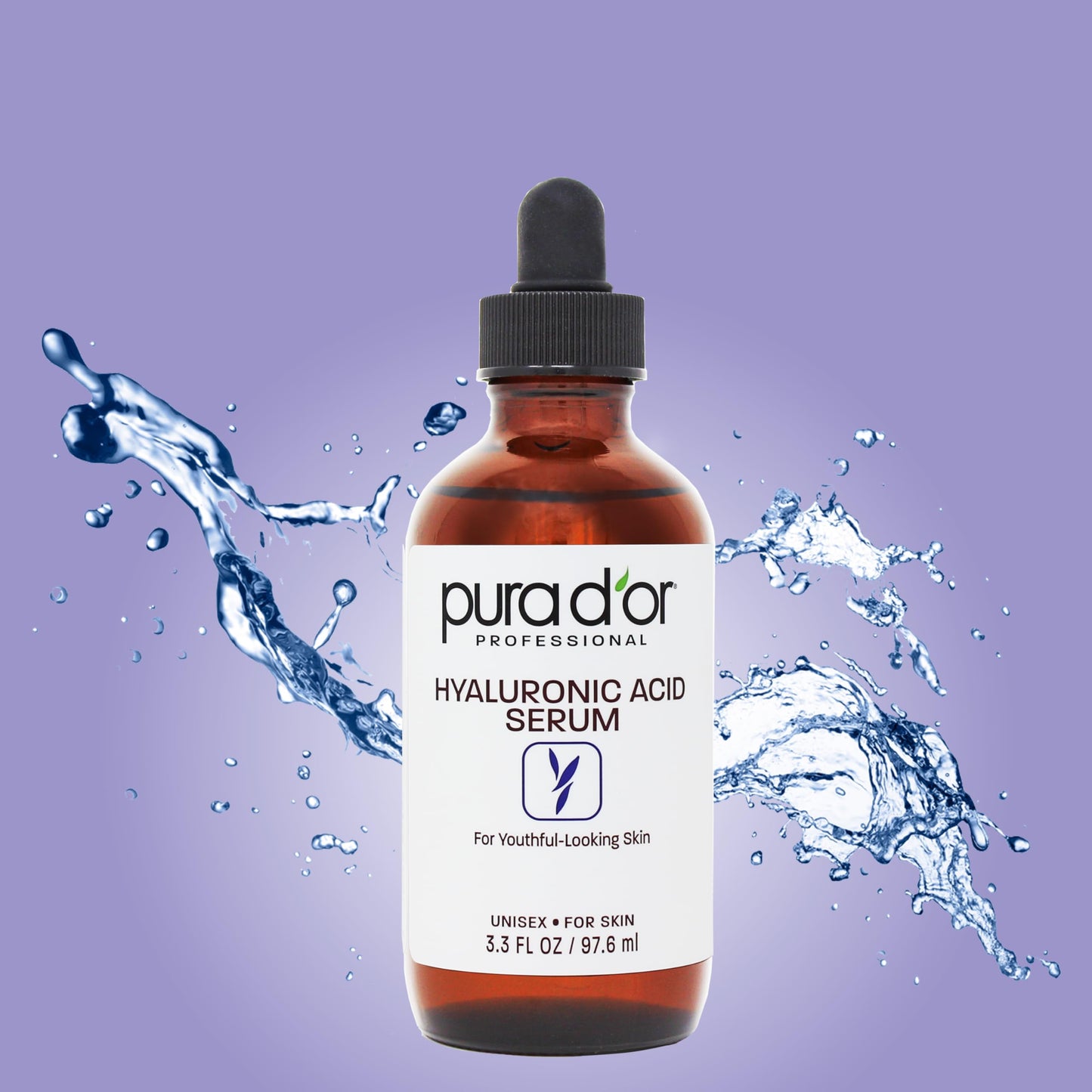 PURA D'OR Hyaluronic Acid Serum For Deep Hydration (3.3oz x3 = 9.9oz) Anti-Aging, Plumping & Moisturizing Formula For Smooth, Supple Skin - Natural Skincare Boost - Fine Lines & Wrinkle Reducer