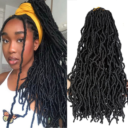 Umylar Faux Locs Crochet Hair 18 Inch Soft Locs Crochet Hair 7 Packs Extensible Pre Looped Faux Locs Crochet Hair For Black Women Synthetic Hair Extension(18 Inch, 1B#)