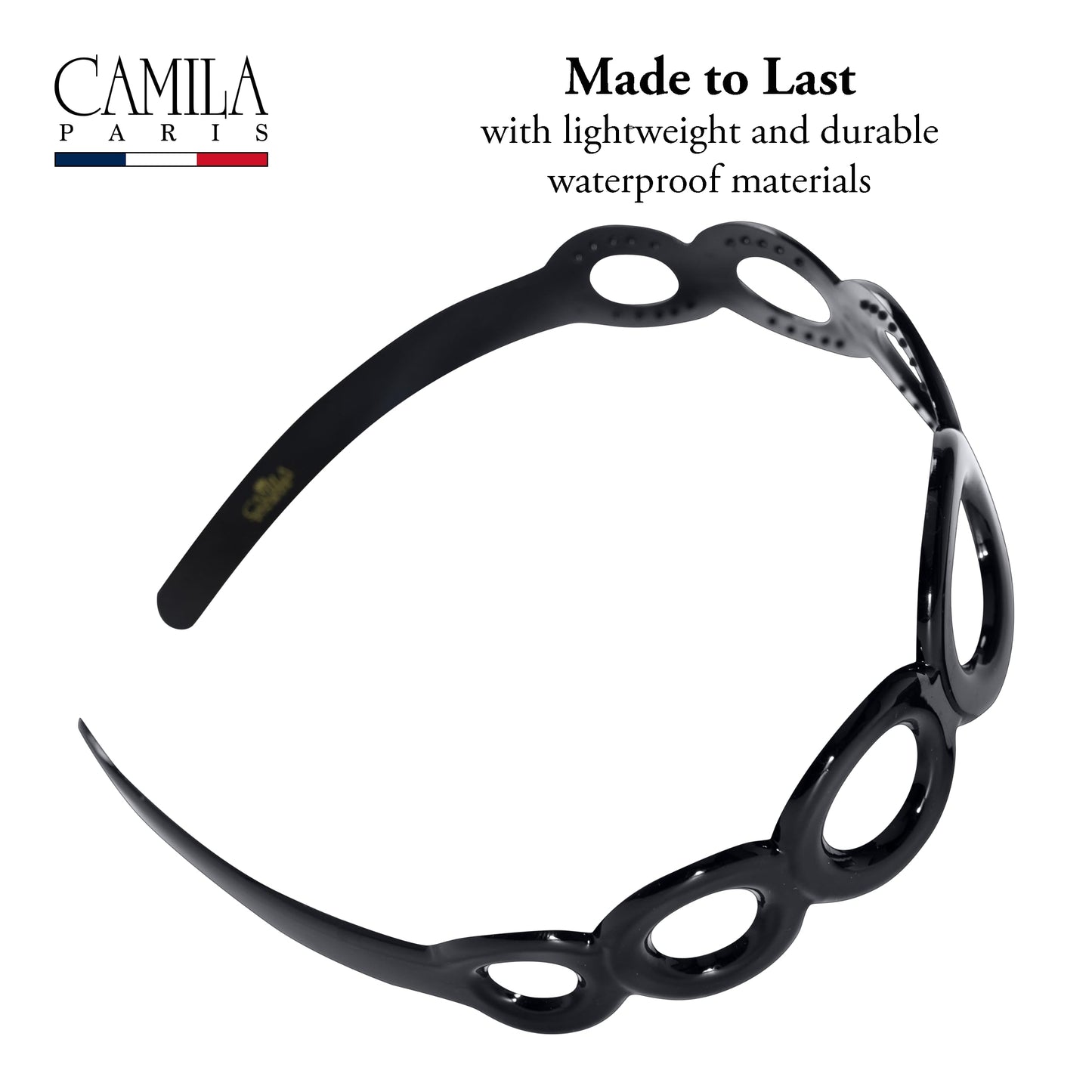 Camila Paris CP3296 French Headband for Women, Strong Hold Grip Women's Hair Band, Very Flexible, No Slip and Durable Styling Girls Hair Accessories, Made in France with Cellulose