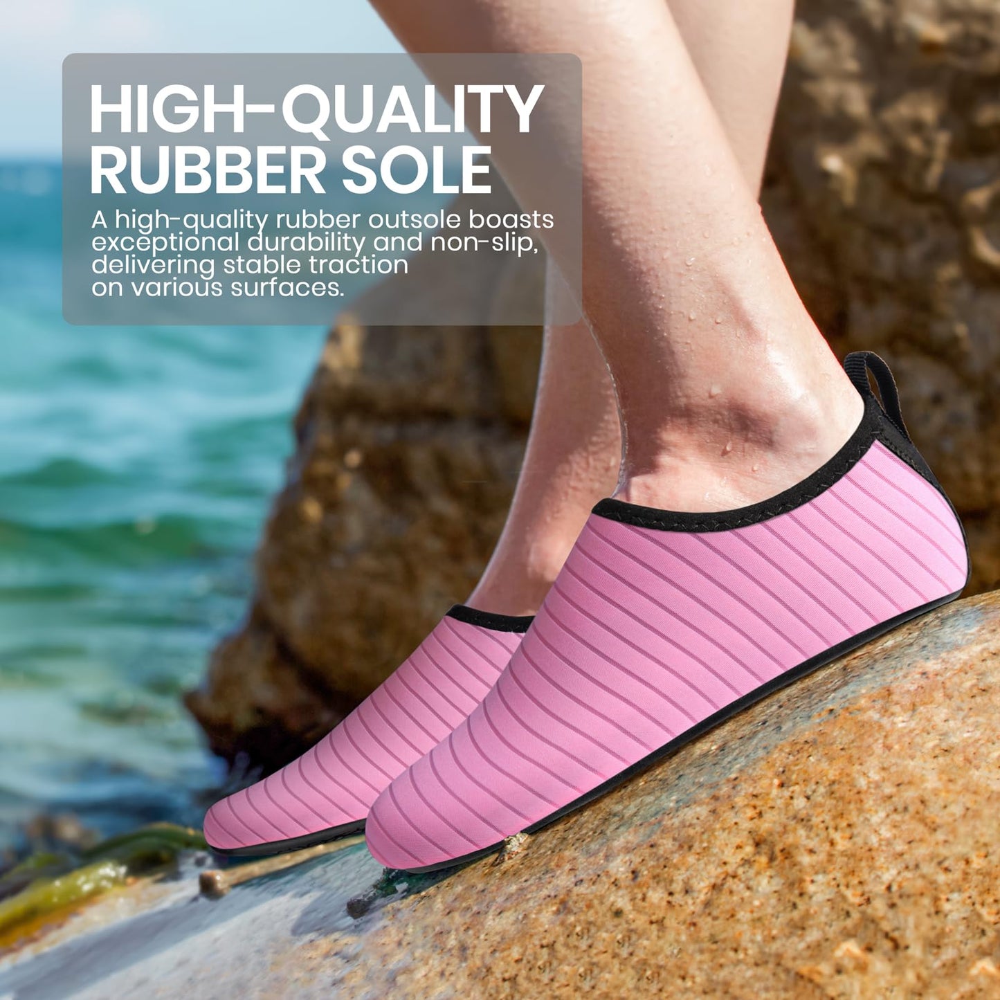 SEEKWAY Water Shoes Quick-Dry Aqua Socks Barefoot Non Slip for Beach Swim Yoga Pool Lake Surf Women Men Pink SK002(U)