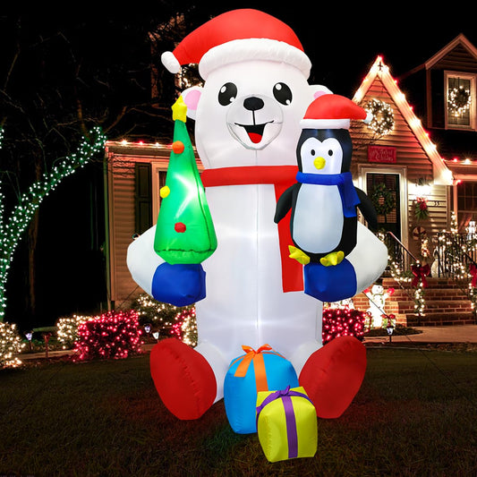 Meland 6FT Christmas Inflatables Polar Bear - Inflatable Christmas Decorations Outdoor with Built-in LED Light, Christmas Blow Ups for Outside Yard Garden, Christmas Inflatable Outdoor Decorations