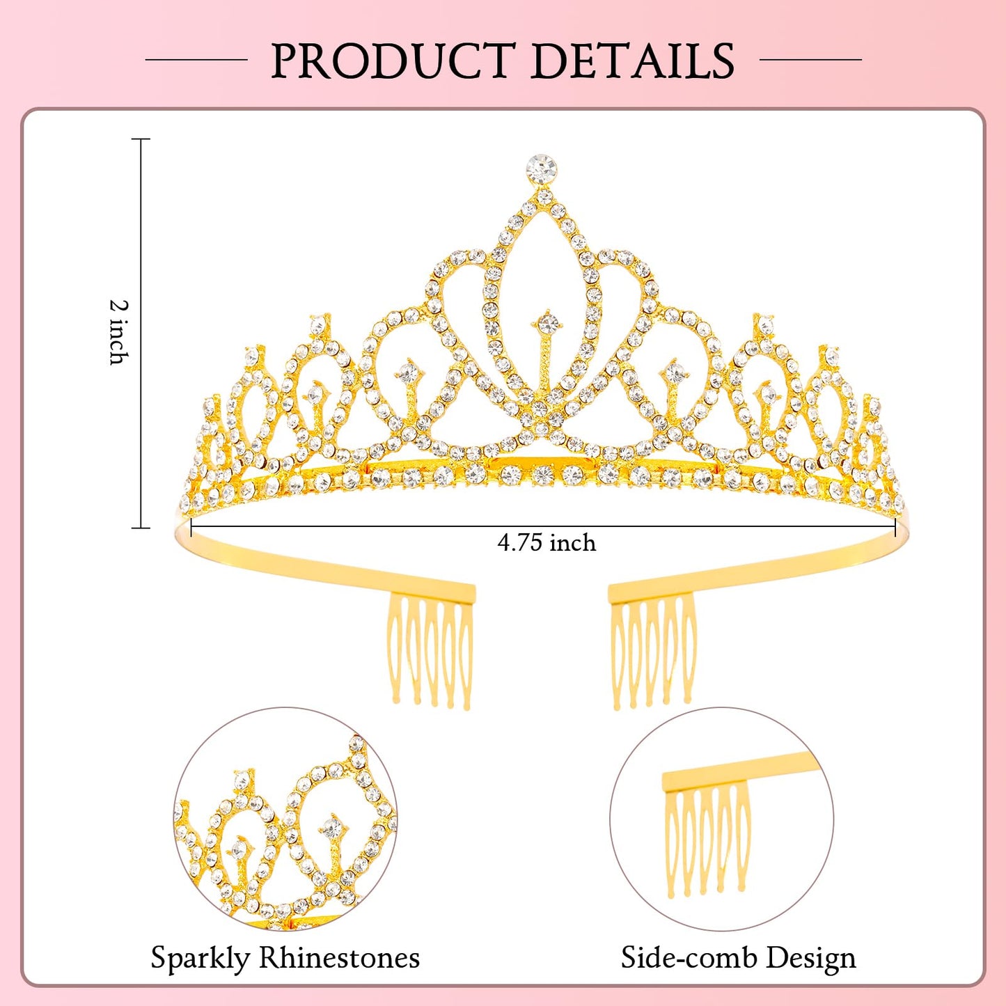 Vovii Tiara Crown for Women, Gold Princess Crowns Tiaras for Women Girls, Elegant Crystal Crown with Combs for Birthday Party Quinceanera Prom Pageant Cosplay