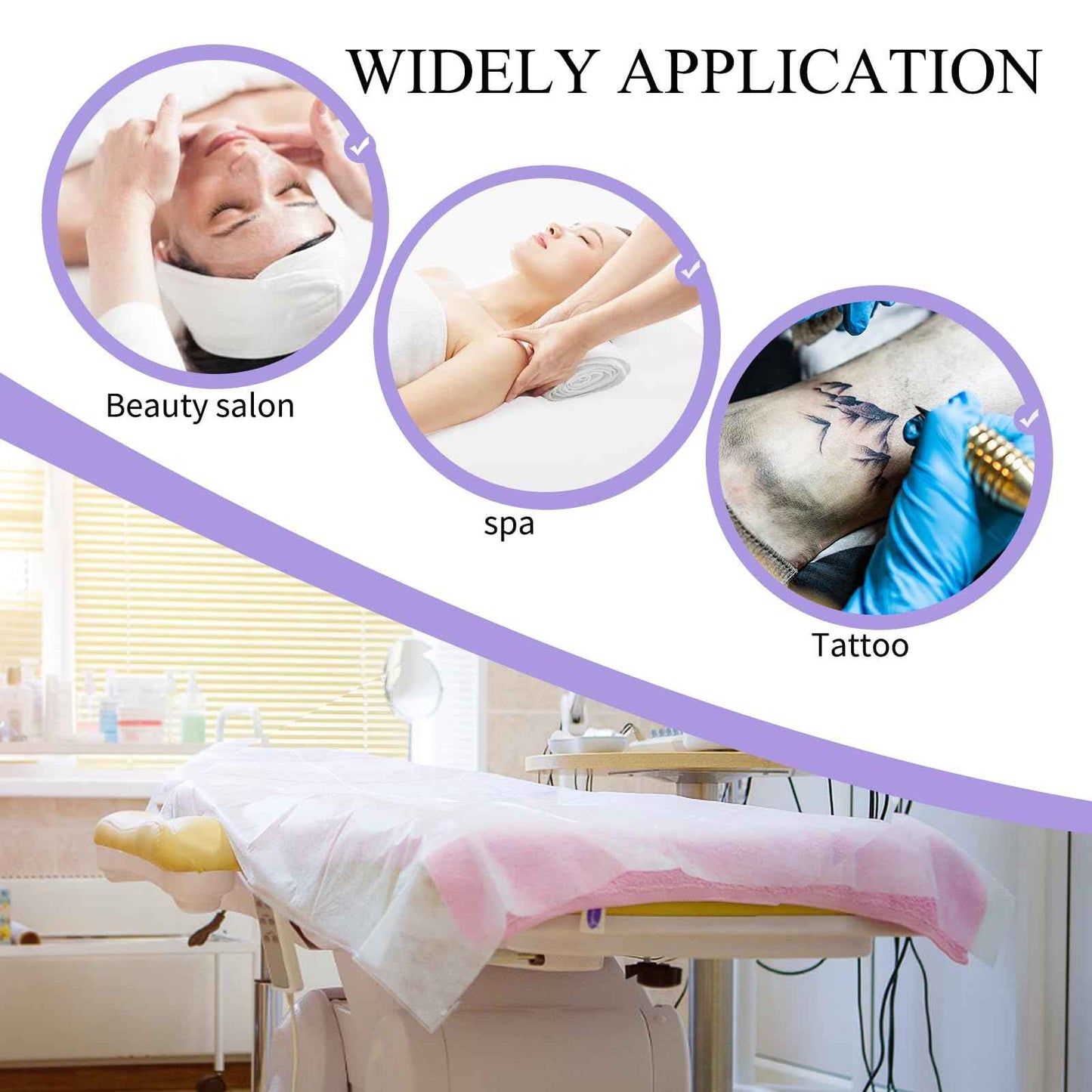 100PCS Disposable Bed Sheets 31.5" x 71", Non-Woven Fabric Massage Table and Spa Bed Covers, Breathable and Durable for Ultimate Hygiene and Comfort in Massage, Tattoo, and Spa Treatments (White)