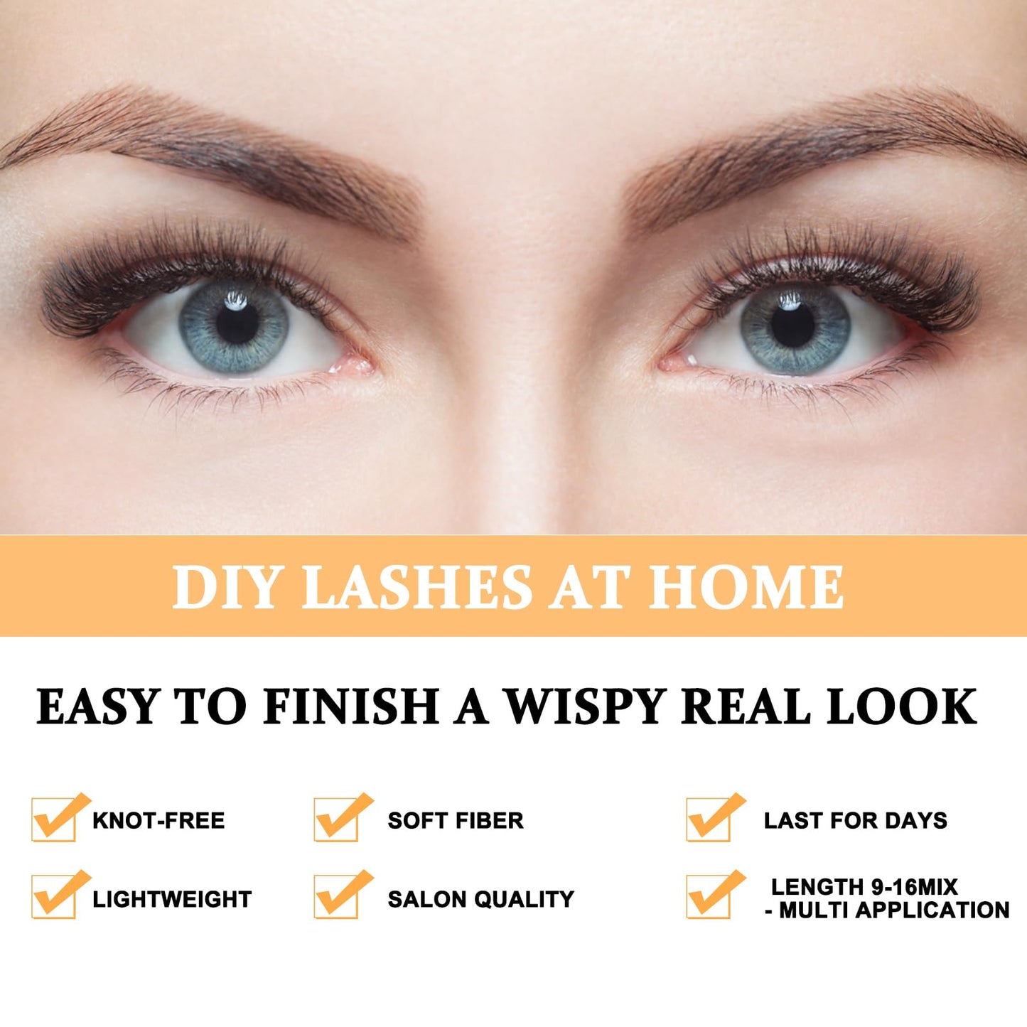 Lash Clusters 40D-C-9-16MIX LASH Individual Lashes 280 Clusters False Eyelash 20D 30D 40D Lash Clusters Extensions Individual Lashes Cluster DIY Eyelash Extensions at Home (40D-C,9-16MIX)