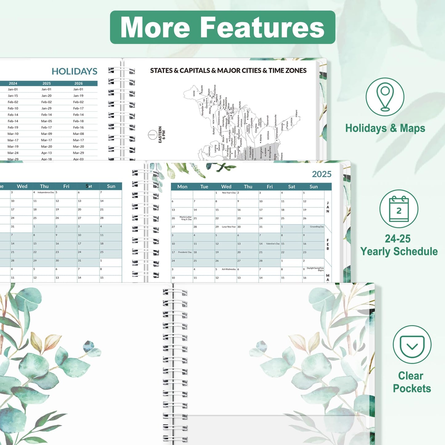 SUNEE Academic Planner 2024-2025 Weekly and Monthly - from August 2024 - December 2025, 6.4"x8.3" School Year Calendar Daily Planner with Monthly Tab, Leaves