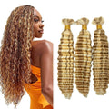 P27/613 Honey Blonde Deep Wave Human Hair Braiding Bulk 26 Inch