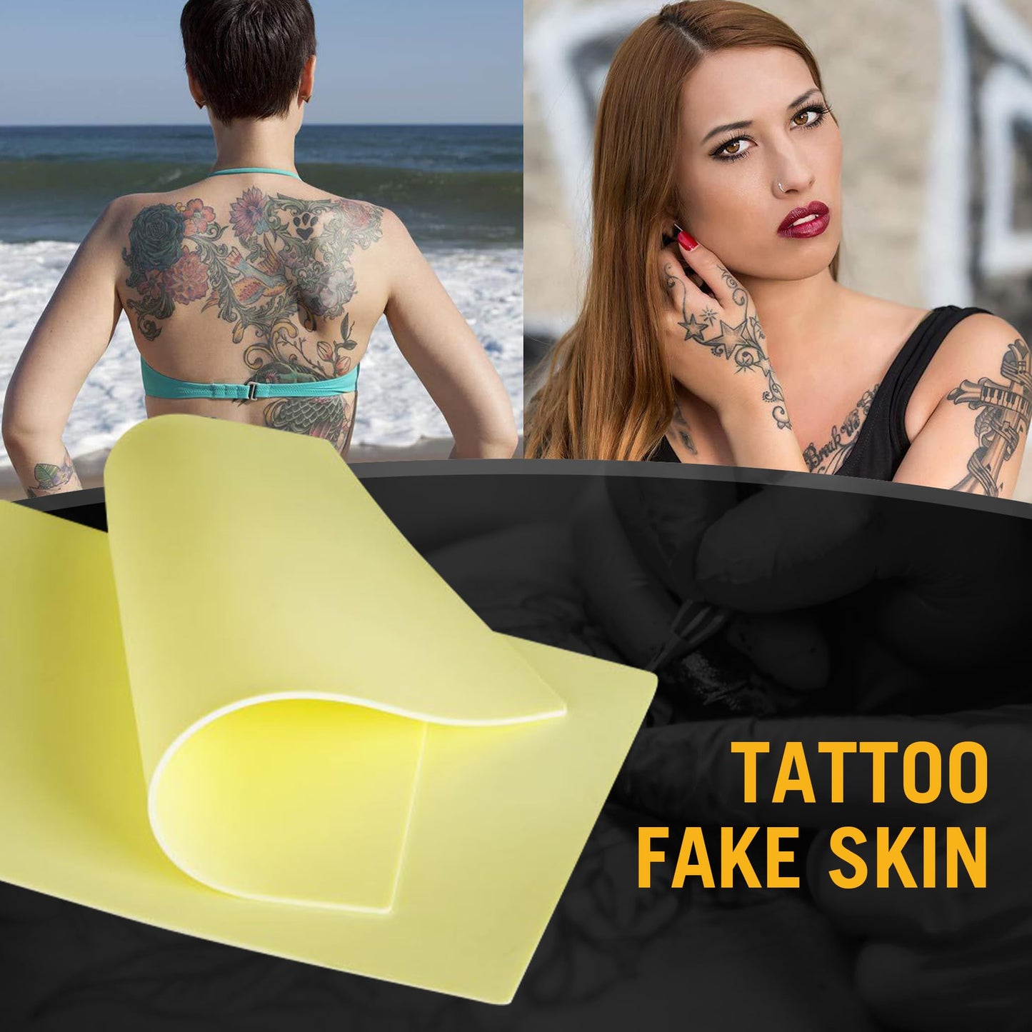 3Pcs Blank Tattoo Practice Skin - 2mm Synthetic Silicone Fake Skin for Realistic Eyebrow Tattooing,Microblading,Double Sided Tattoo Skin for Beginners & Experienced Tattoo Artist (5.5x7")