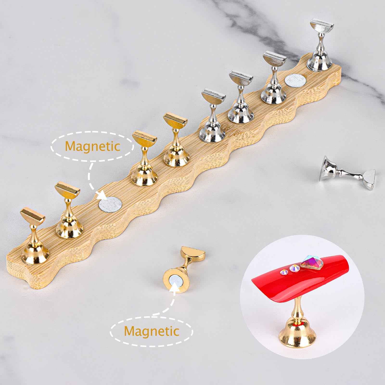 Tbestmax 2 Sets Nail Holder Stand for Press on Nails Display Wooden Wave Shape Nails Holder