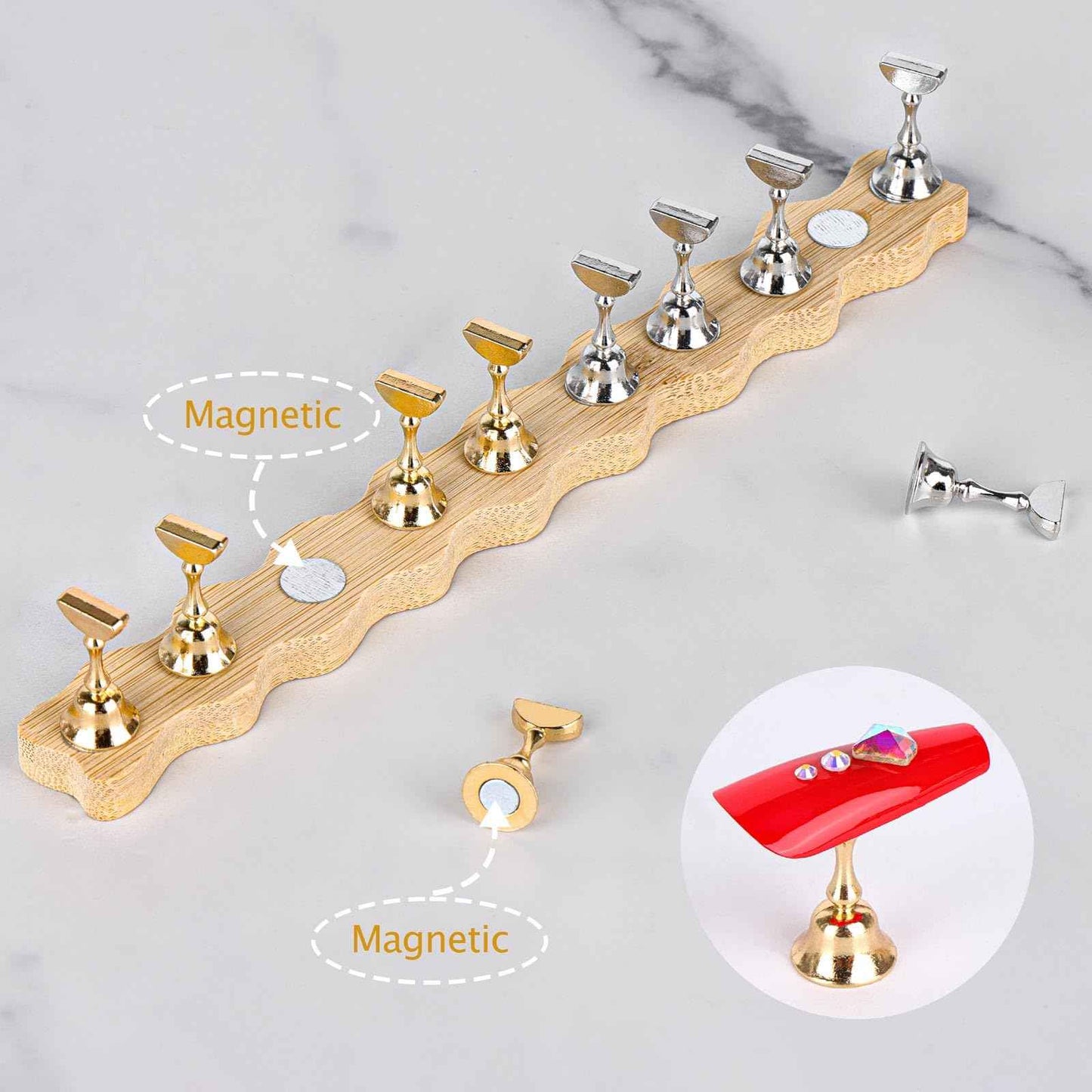 Tbestmax 2 Sets Nail Holder Stand for Press on Nails Display Wooden Wave Shape Nails Holder