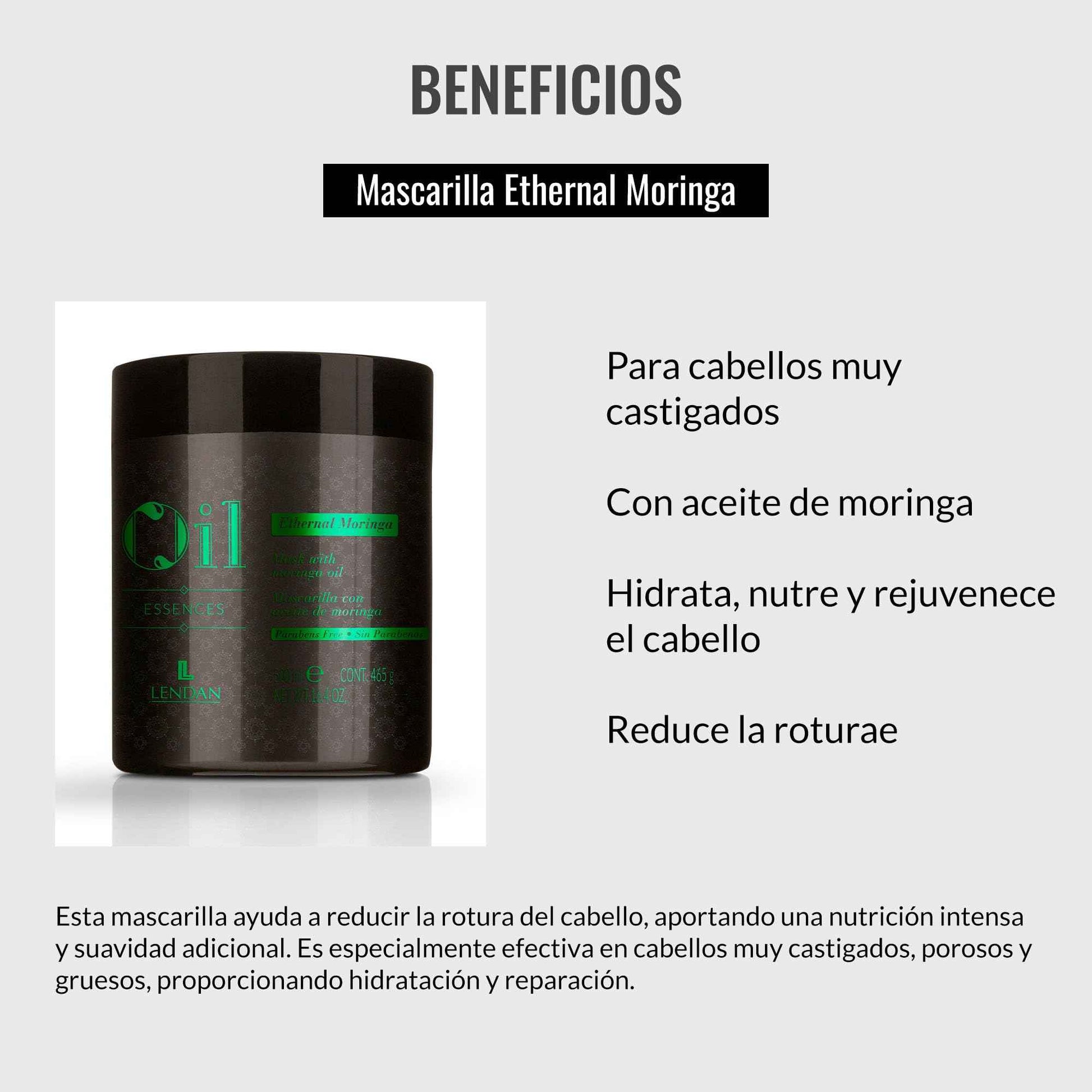 Lendan - Hydrating Hair Mask - Ethernal Moringa Mask - 500 ml - For Dry or Damaged Hair - With Moringa Oil - Helps Hydrate and Nourish for a Healthier Look - Helps Strengthen Hair