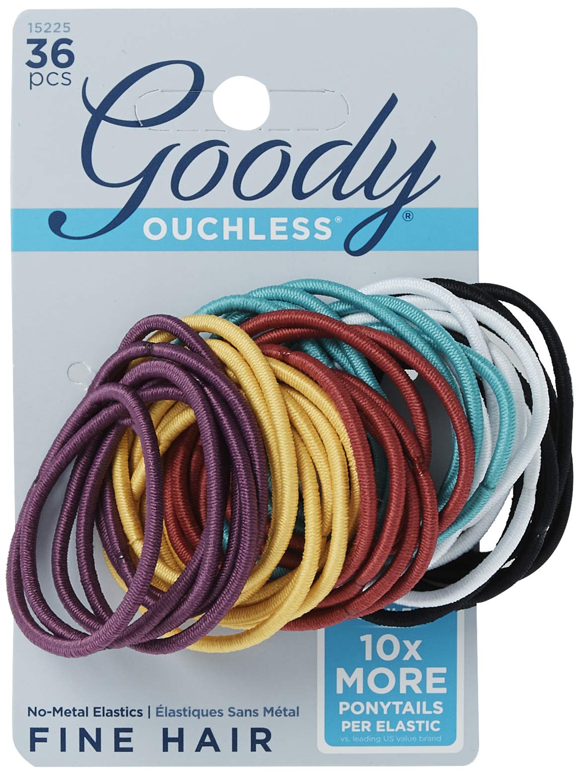 Goody Ouchless No Metal Hair Elastics, Brooke, 2 mm, 36 Count