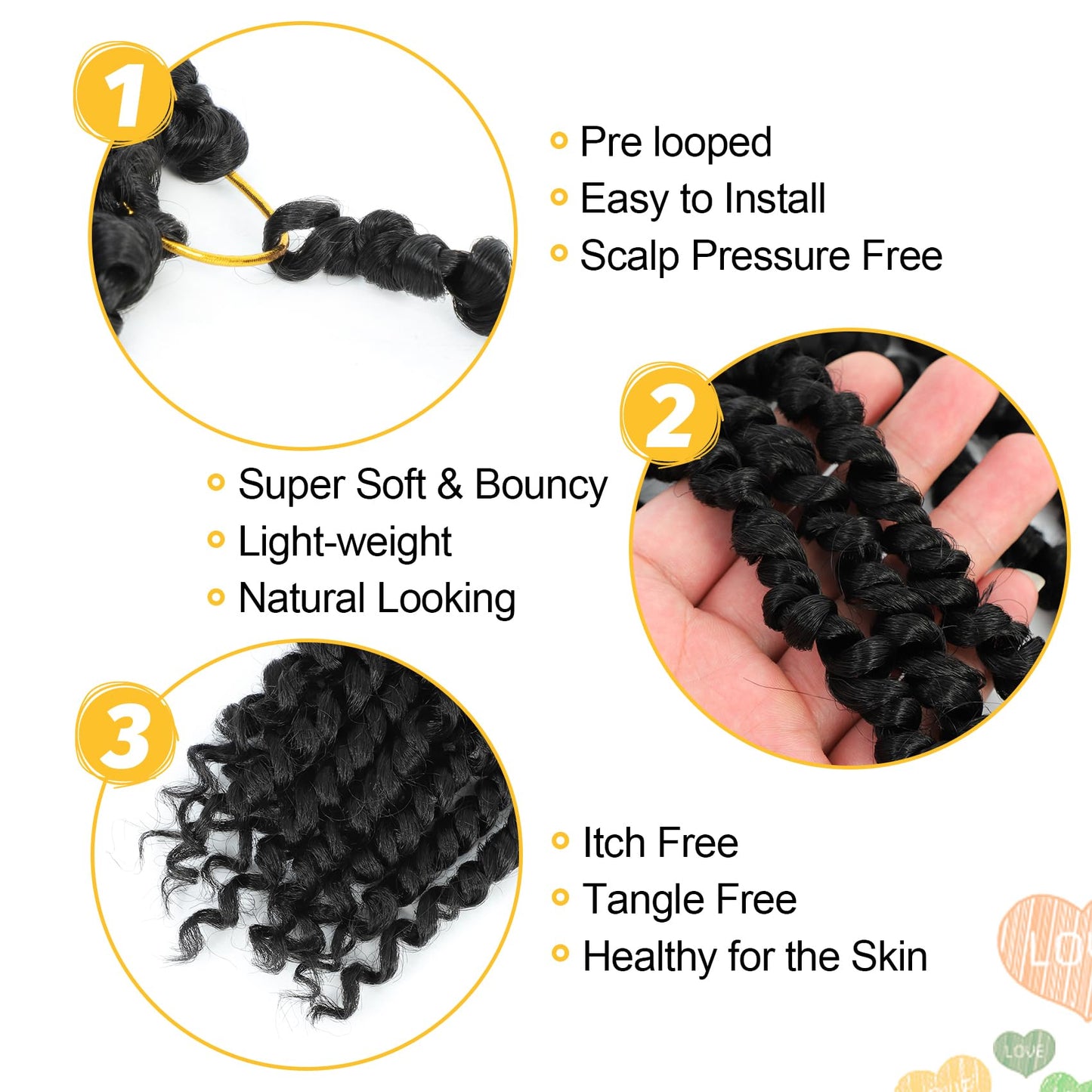 Passion Twist Hair 14 Inch 8 Packs, Pre Twisted Passion Twist Crochet Hair For Black Women, Pre Looped Passion Twist Curly Crochet Hair, Short Crochet Passion Twist Hair (14 Inch (Pack of 8), 1B#)