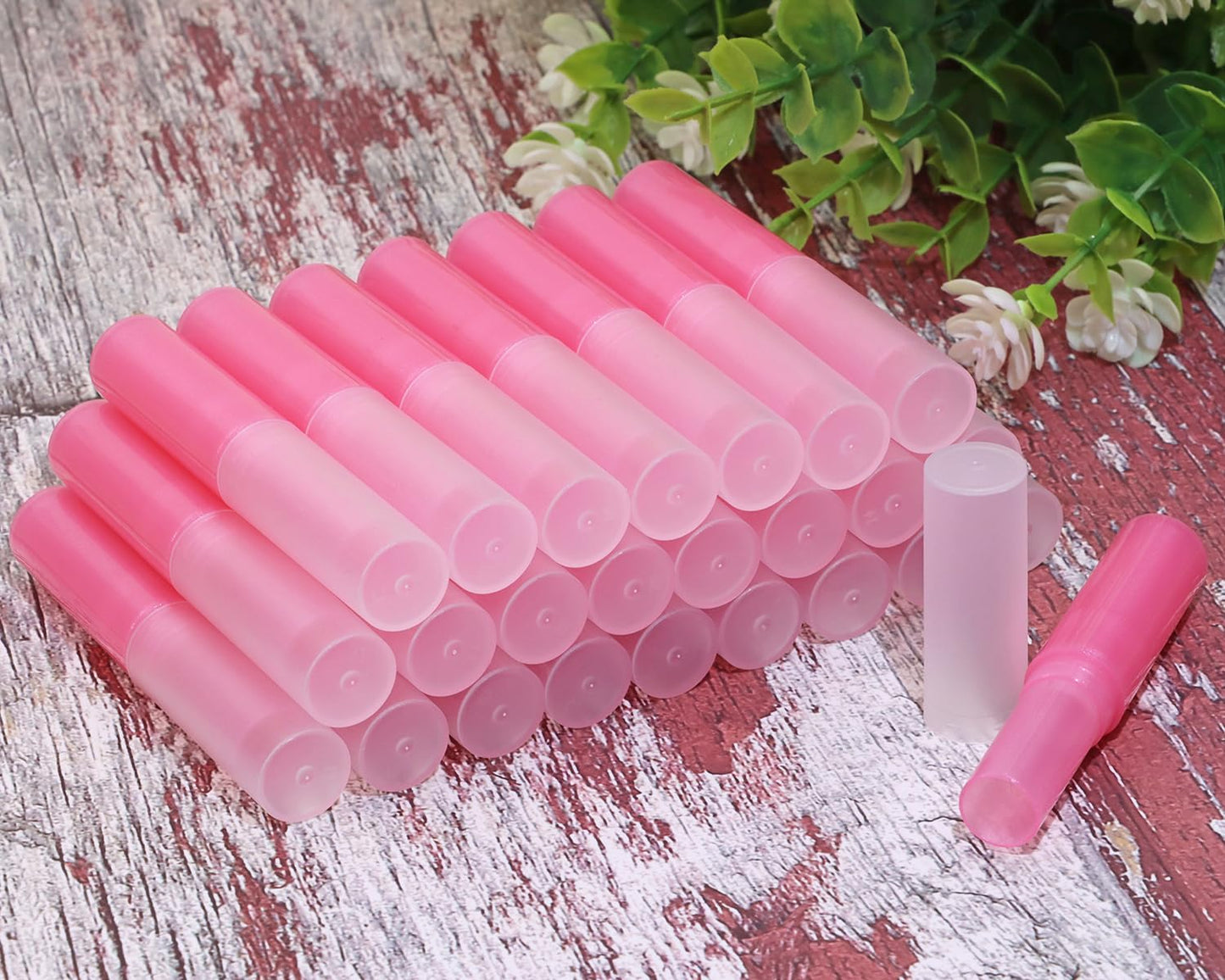 Mini Skater 0.14oz Empty Flavored Lip Balm Container Tubes Plastic Homemade Moisturizing Lip Stick with Caps Bulk Fit for Women Adult DIY Making Supplies, 25 Count (Red)