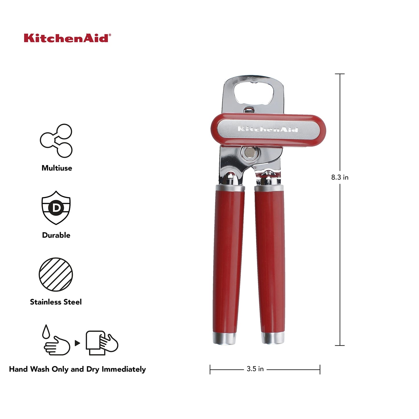 KitchenAid Classic Multifunction Can Opener, Bottle Opener, 8.34-Inch & Classic Ice Cream Scoop, Red 2