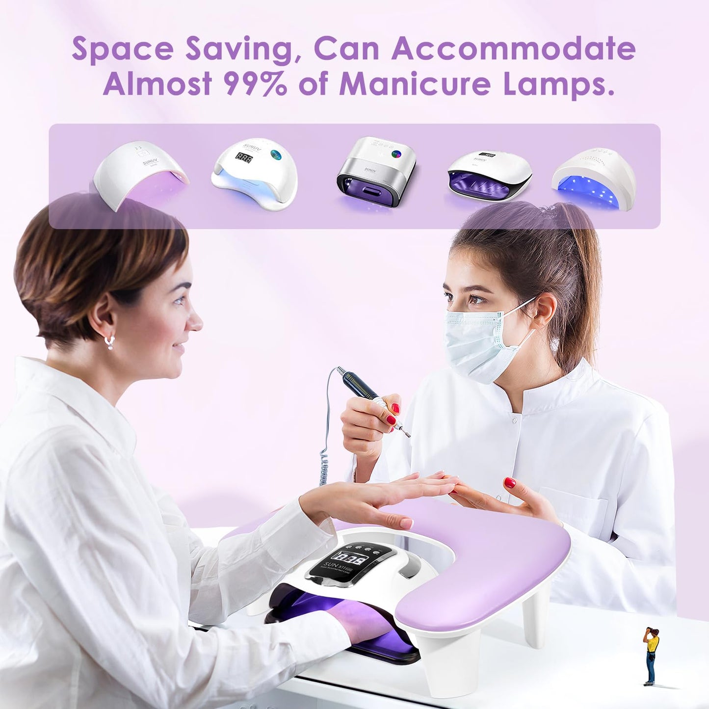 Arm Rest for Nails Tech: U-Shaped Manicure Nail Arm Rest Stand Purple Big Armrest Microfiber PU Leather Hand Rest Pillow for Acrylic Nail Cushion