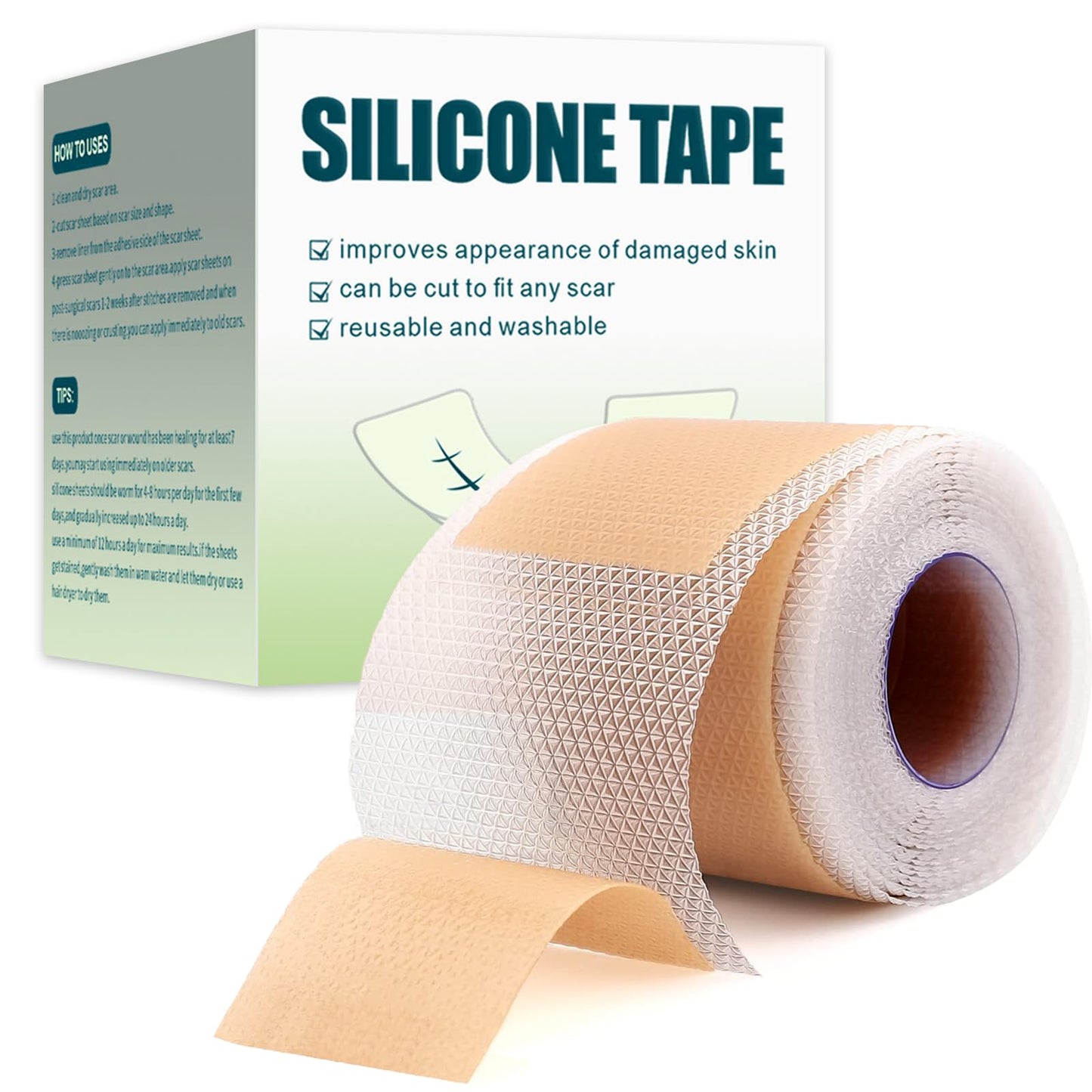 Silicone Scar Sheets, Medical Grade Silicone Scar Tape for Surgical Scars, Reusable, Professional Scar Removal Strips for C Section, Tummy Tuck Tape, Keloid Treatment (1.6" x 120" Roll)