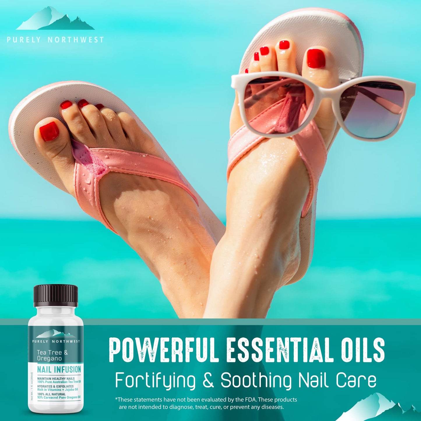 Extra Strength-100% All Natural Fungus Nail Solution for Toenail & Fingernails: Renew Thick, Broken & Discolored Nails Made by Purely Northwest -1fl.oz