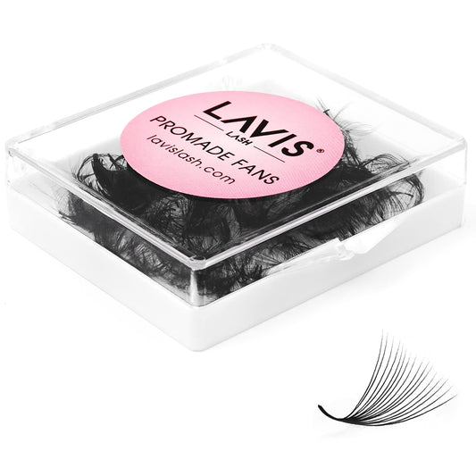 LAVISLASH 500 Promade Fans Eyelash Extension | Handmade Loose Volume Lash | Mutiple Options 3D-8D/10D/12D/14D/16D Fans | 0.03/0.05/0.07mm Thickness | C/CC/D Curl | 8-16mm Length(16D-0.03-CC-15mm)