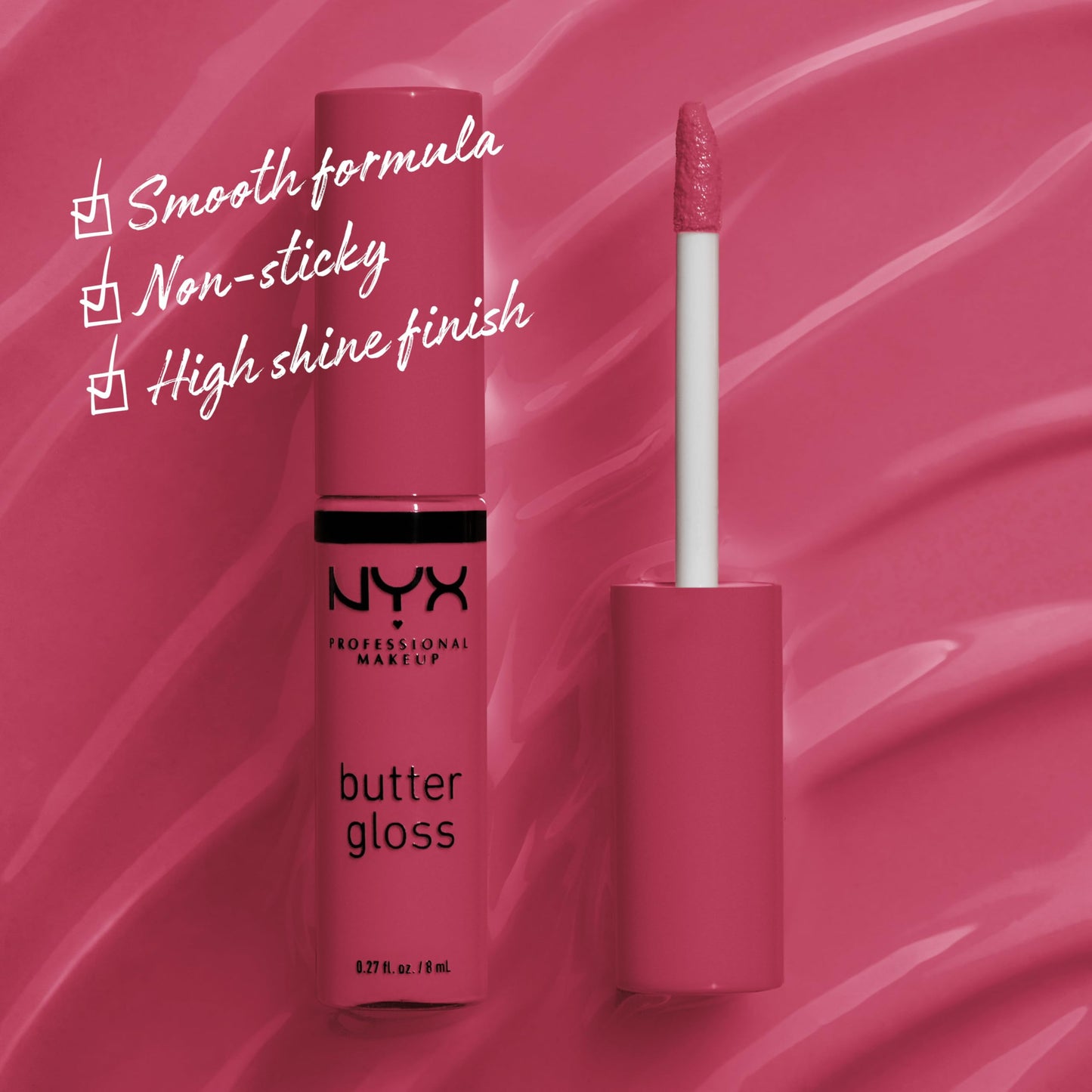 NYX PROFESSIONAL MAKEUP Butter Gloss, Non-Sticky Lip Gloss - Strawberry Cheesecake (Warm Pink)