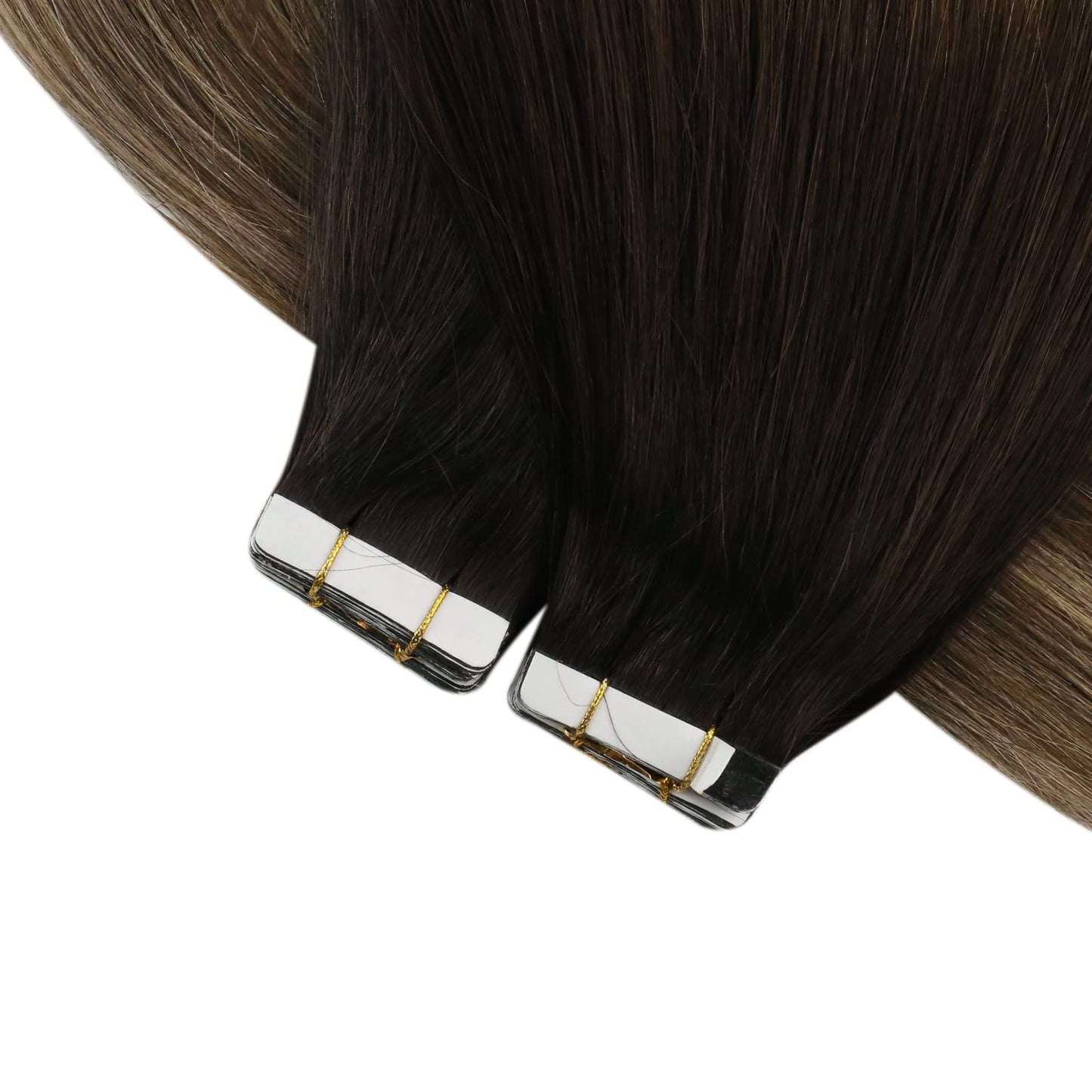 Ve Sunny Tape in Hair Extensions Balayage Tape in Hair Extensions Human Hair Natural Black Ombre Dark Brown with Ash Brown Hair Extensions Tape in Remy Hair Extensions 25g 10pcs 20inch