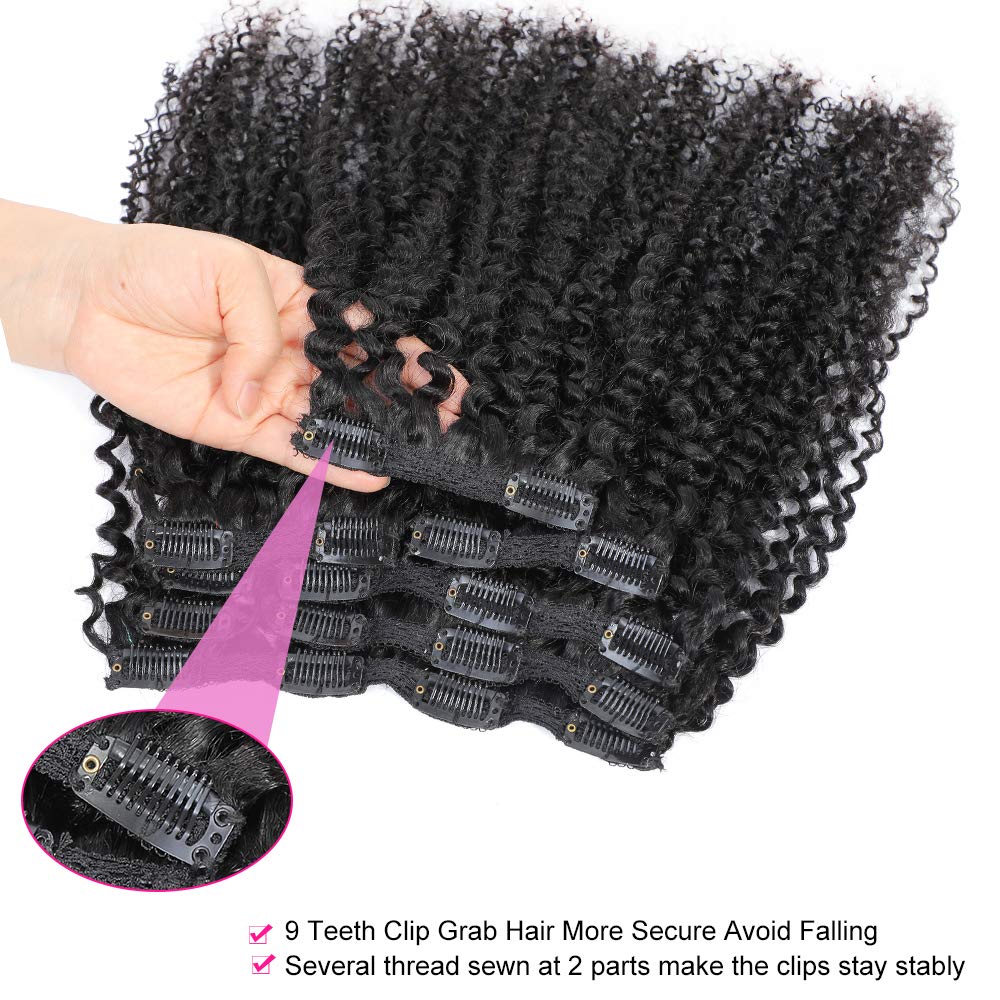 Kinky Curly Clip In Hair Extensions for Black Women, Urbeauty 10 inch Curly Hair Extensions Clip in Human Hair, 3c 4a Kinky Curly for Women