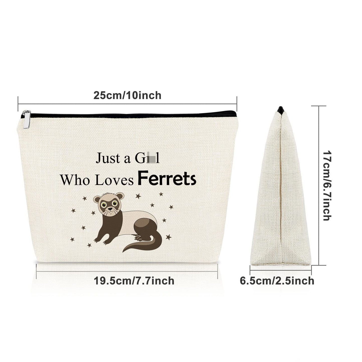 Sazuwu Ferret Lover Gift for Women Makeup Bag Ferret Owner Gift for Friend Animal Lover Gift Cosmetic Bag Ferret Themed Gift Graduation Gifts for Her Birthday Christmas Gift Cosmetic Travel Pouch