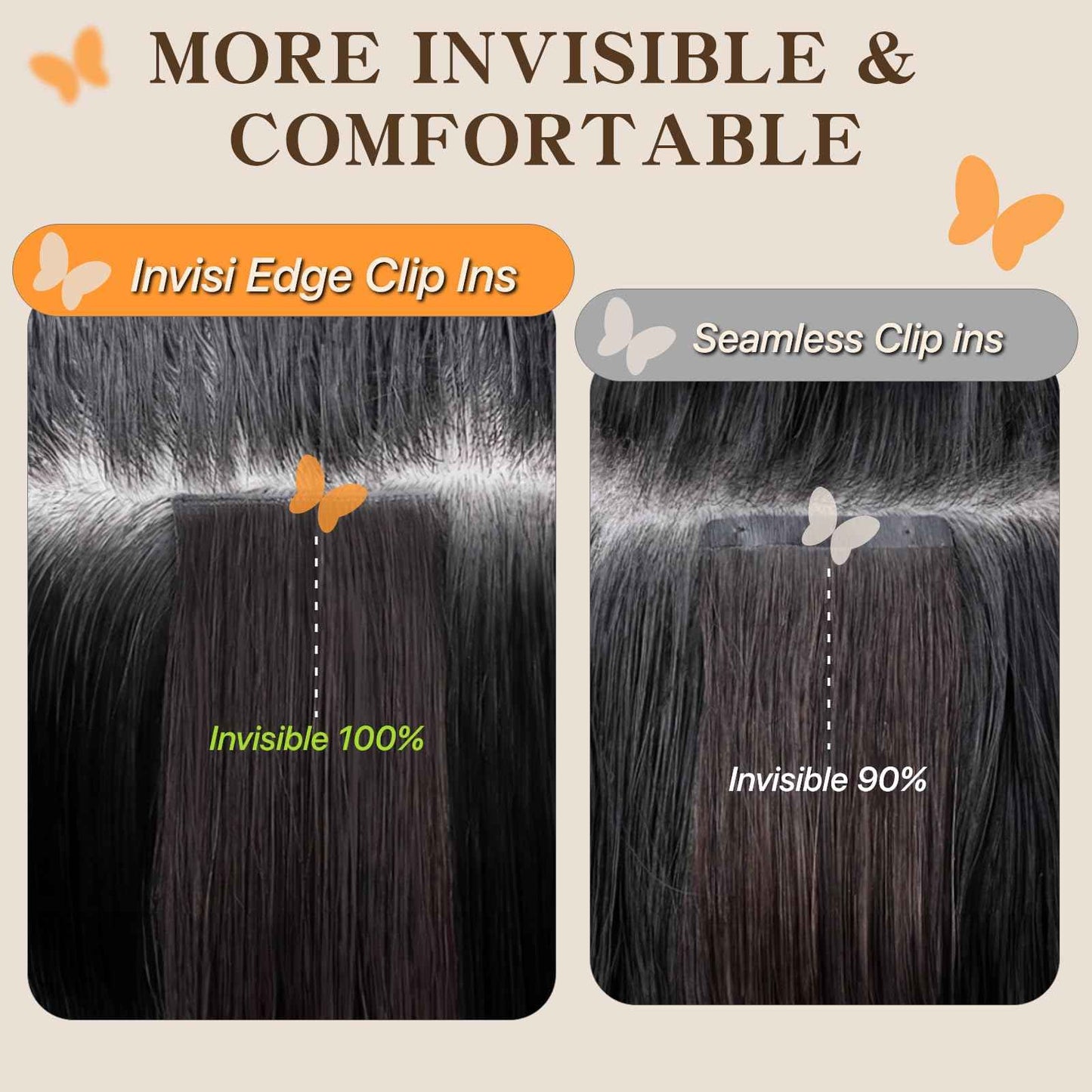 TESSHAIR Clip in Hair Extensions Long Straight, 100% Real Human Hair,No Tangle & Smooth,85g, 10 Inch,#33 Dark Auburn